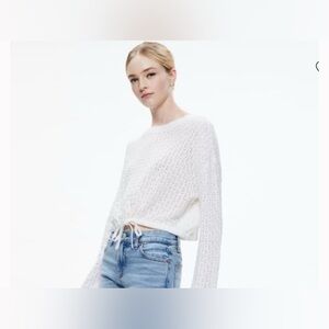 Alice + Olivia White Cable Knit Sweater
